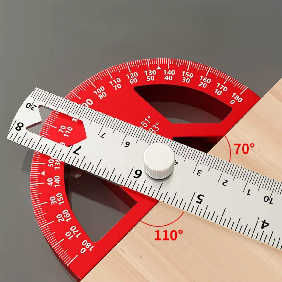 FNICEL Winkelmesser Vierkant Sucher in Rot mit einstellbarem 0-180 Grad Messwerk für Tischler - Bild 3