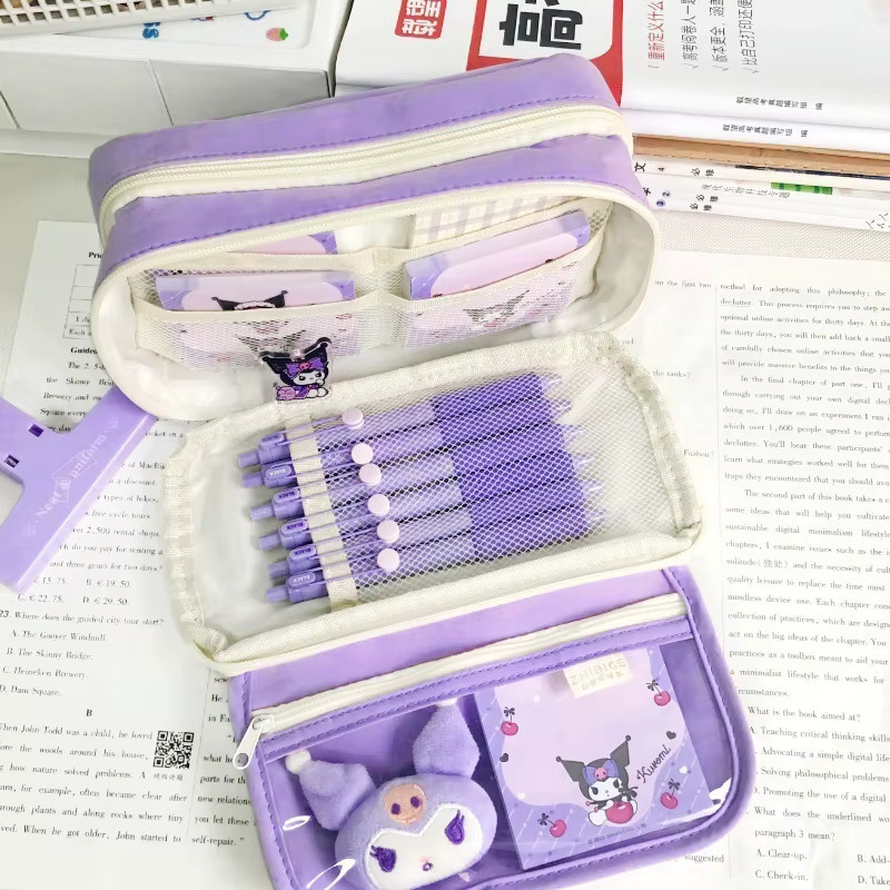 Sanrio Kuromi Federmäppchen für Mädchen in Lila mit großem Fassungsvermögen - Bild 2
