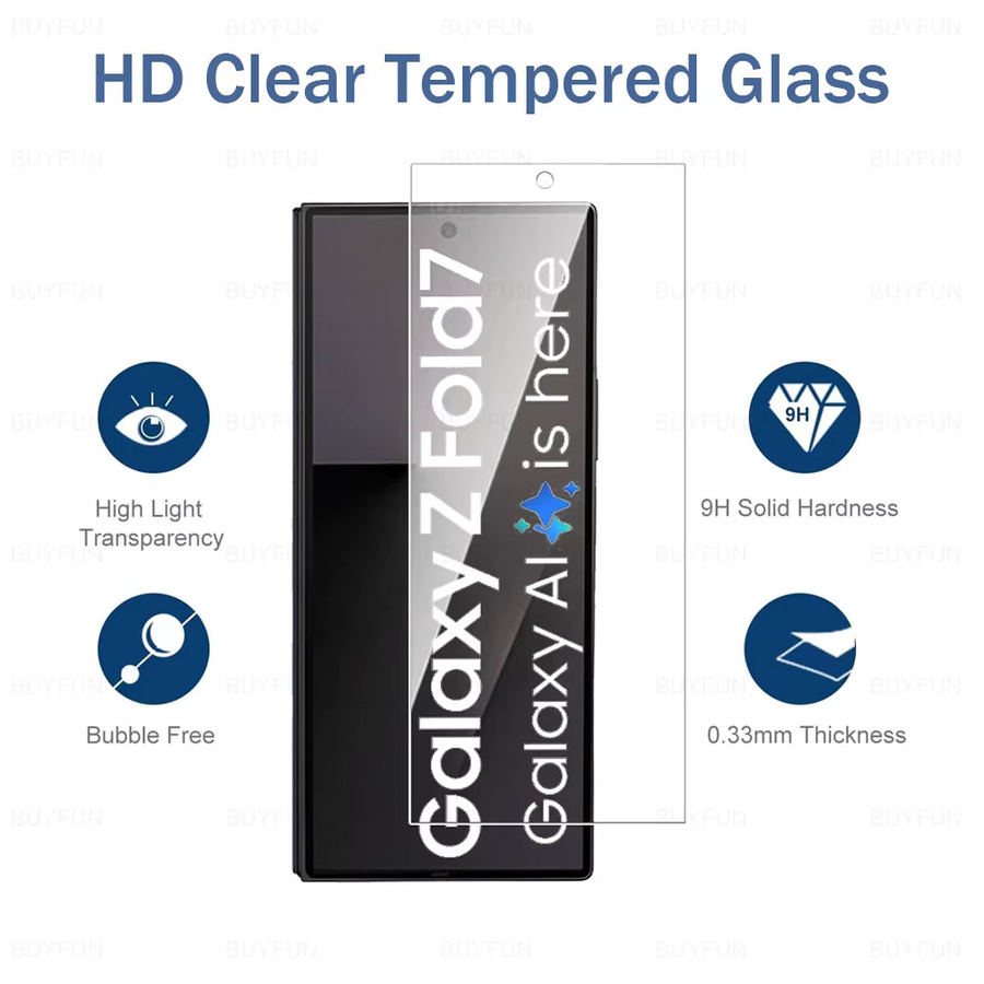 Samsung Galaxy Z Fold 7 und Z Fold 6 5G Displayschutzfolie aus gehärtetem Glas, 2 Stück, transparent - Bild 2