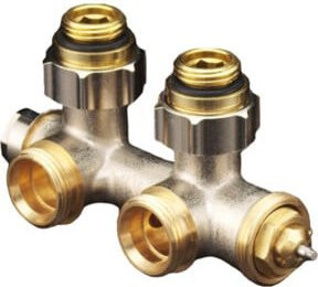 Oventrop Anschlussarmatur Multiblock T Eckarmatur aus Messing, vernickelt, Farbe Silber, 1/2 Zoll AG x 3/4 Zoll AG - Bild 1