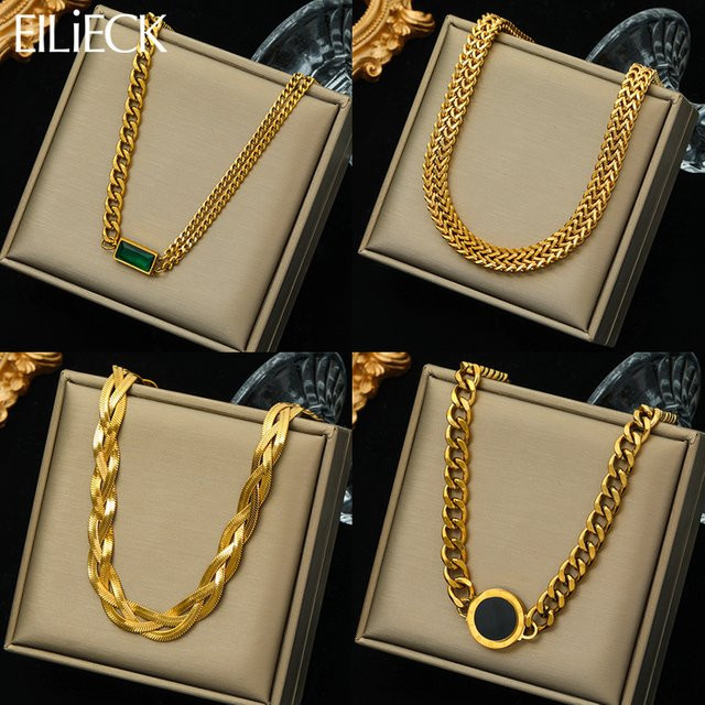 EILIECK Halskette Edelstahl, Gold, Damen - Bild 1