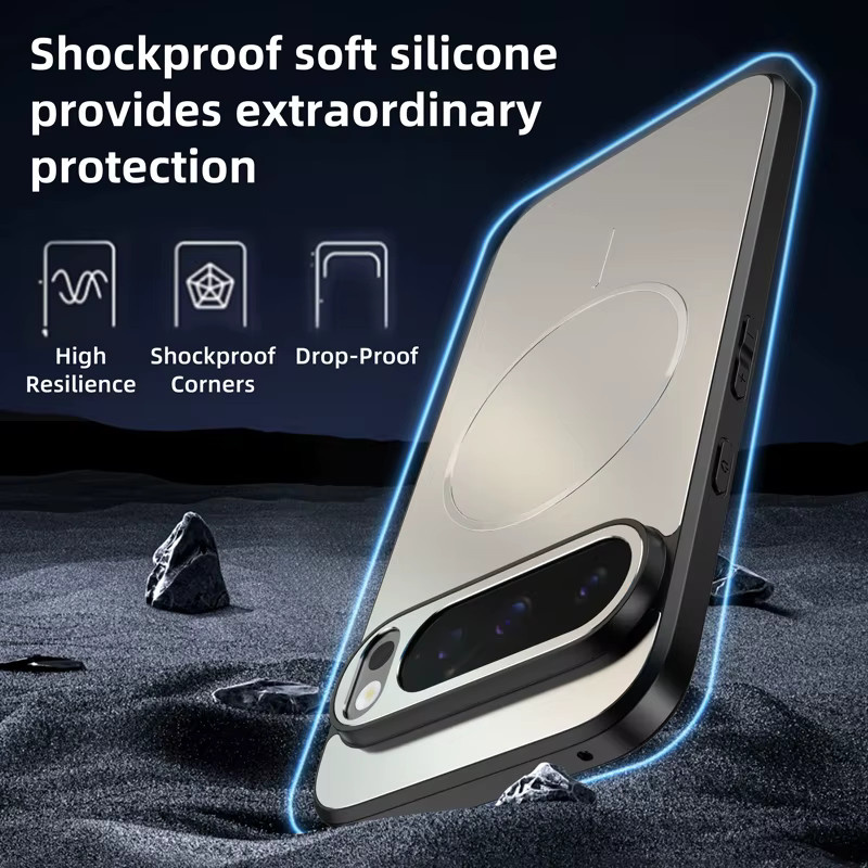 Magnetische MagSafe Handyhülle für Google Pixel 10, 9, A10, Pro und XL mit ultradünner metallischer Lack-Rückseite und weichem Silikonrahmen in Blau - Bild 4