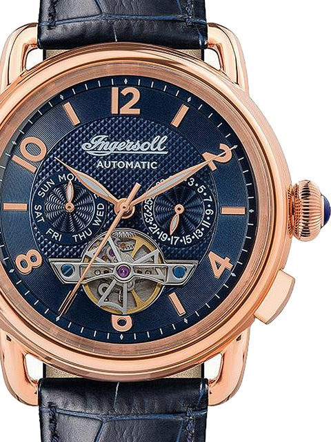 Ingersoll Armbanduhr Automatik, Edelstahl, Blau, Leder, Herren - Bild 1