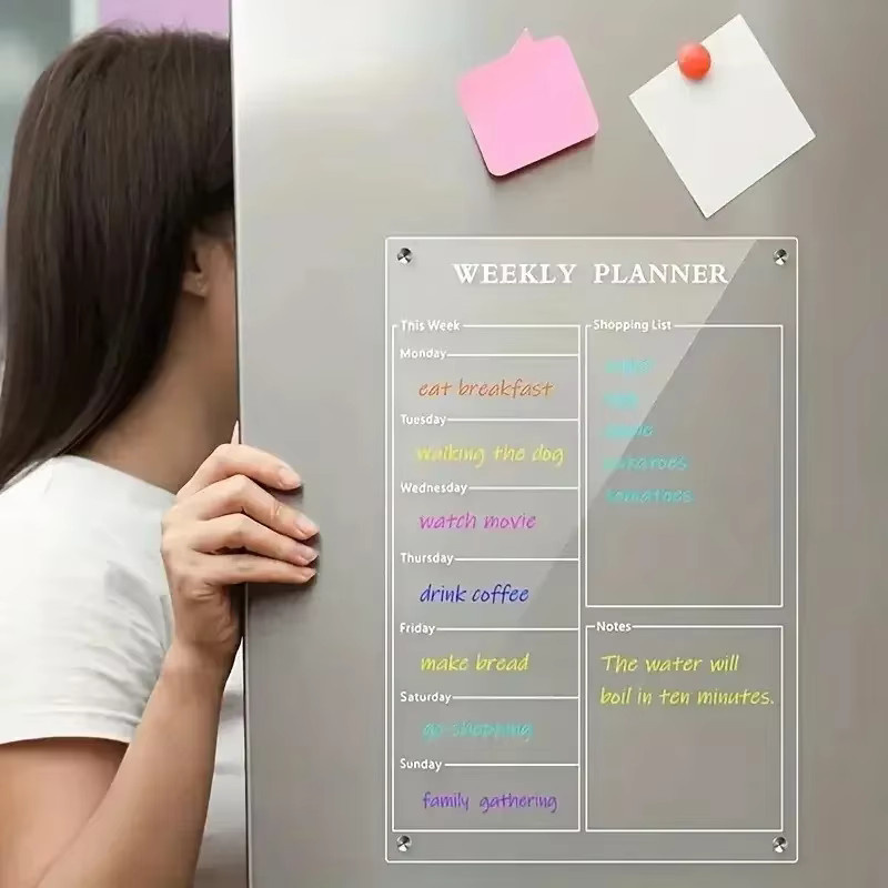 A3 Acryl-Wochenplaner als transparenter Magnet-Kalender und löschbares Memoboard für Küche und Büro - Bild 3