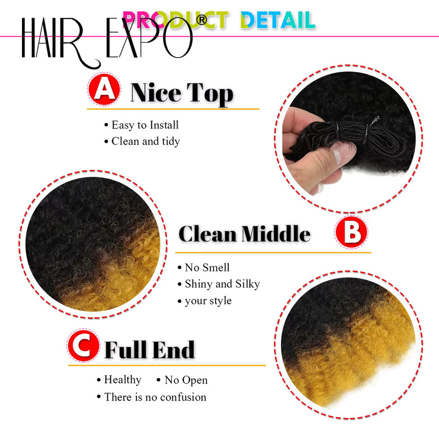 Hair Expo City Afro Kinky Curly Haarverlängerungen, 6er-Set, Ombre, Protein Faser - Bild 5