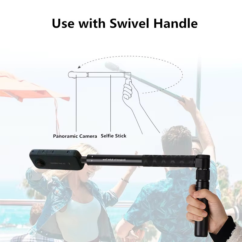 SZKOSTON Unsichtbarer Verlängerter Selfie-Stick und Einbeinstativ aus Metall in Schwarz für Insta360 X3 X4 X5 sowie GoPro und DJI Action 5 4 Zubehör - Bild 3