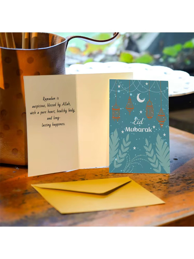 12 Stück Islamische Grußkarten mit Umschlägen in Aquarell-Optik für Ramadan Kareem und Eid Al-Fitr, Mehrfarbig - Bild 4