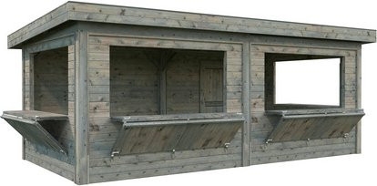 Marktstand Palmako Lenna Set 312 aus Fichtenholz in Grau mit Pultdach, B: 588 cm, H: 245 cm, T: 300 cm - Bild 1