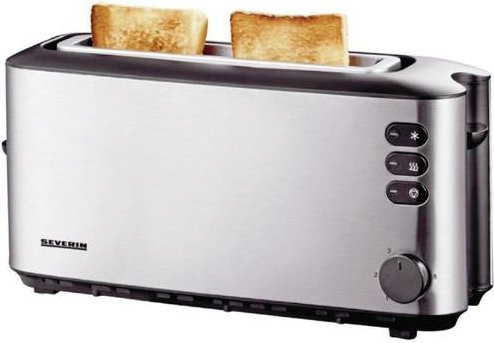Severin Langschlitztoaster AT 2515 in Silber und Schwarz mit Brötchenaufsatz und Krümelschublade, B: 38,0 cm, H: 18,4 cm, T: 12,5 cm - Bild 2