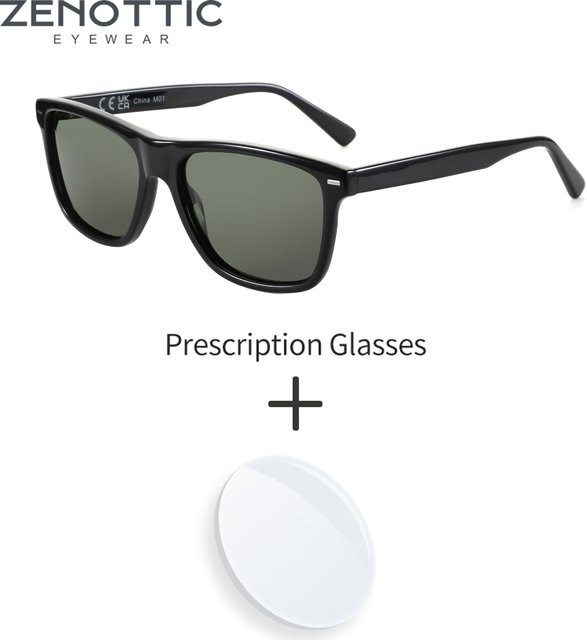ZENOTTIC Sonnenbrille, quadratisch, Vollrand, Acetat, schwarz, Unisex - Bild 1