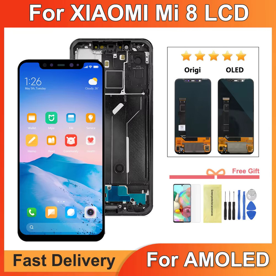 Xiaomi Mi 8 AMOLED-Display mit Touch-Digitizer in Schwarz als LCD-Ersatzteil für Modell M1803E1A - Bild 1