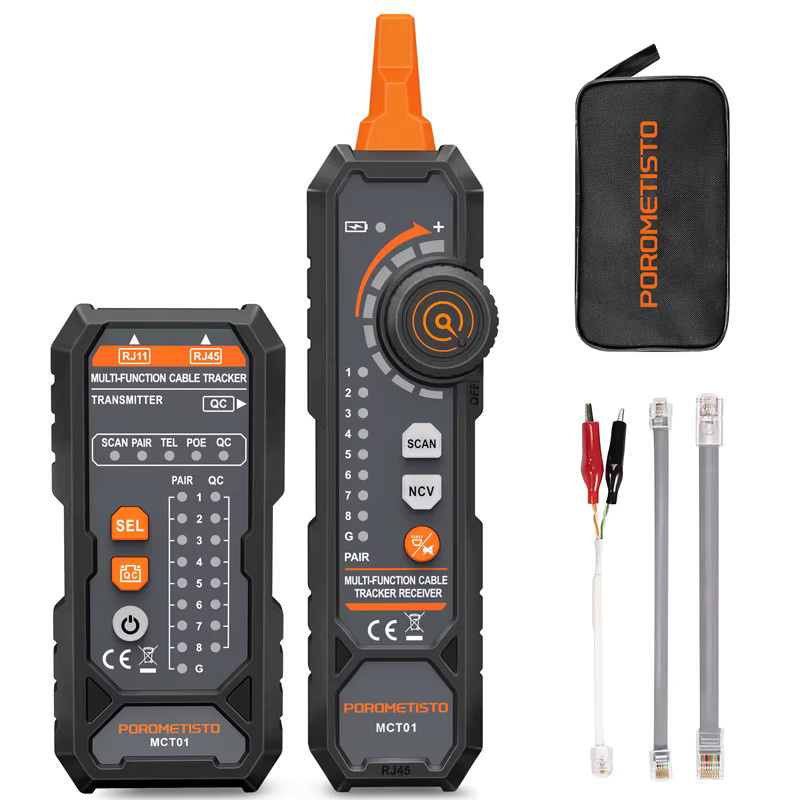 POROMETISTO Netzwerk Kabel Tester MCT01 RJ11 RJ45 Draht Tracker für Cat5 Cat6 in Schwarz - Bild 5