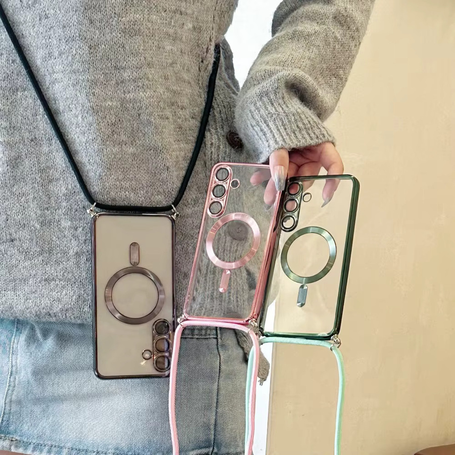 Crossbody-Halskettenband mit Magnetverschluss für Samsung MagSafe Clear Case, Transparent/Silber - Bild 2