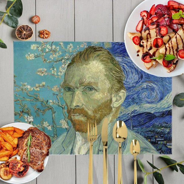 Lodestar Platzset Van Gogh Sonnenblume Ölgemälde Design, 4er-Set, Mehrfarbig, B: 42 cm, T: 32 cm - Bild 1