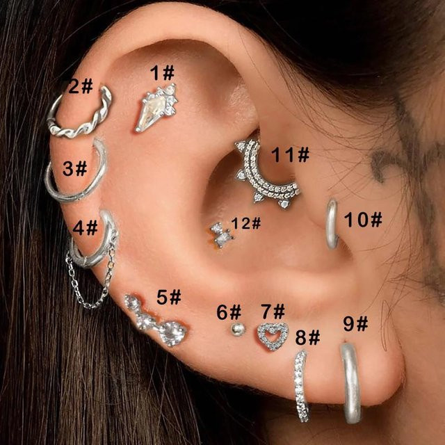 Jewelry And Kimono Accessories YULIN Piercing Creolen, Edelstahl, Herz, Damen - Bild 1