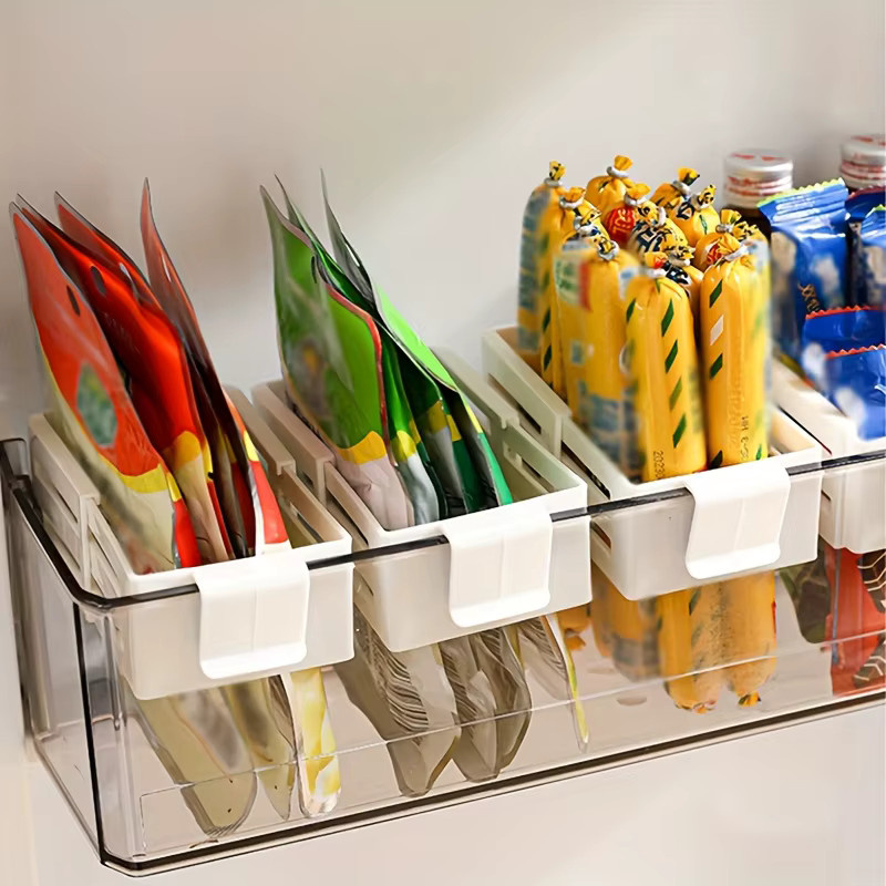 Untior Kühlschrank Teiler Set aus Kunststoff, Weiß Transparent, Versenkbare Clip-Organizer für die Lebensmittel Lagerung in der Küche - Bild 2