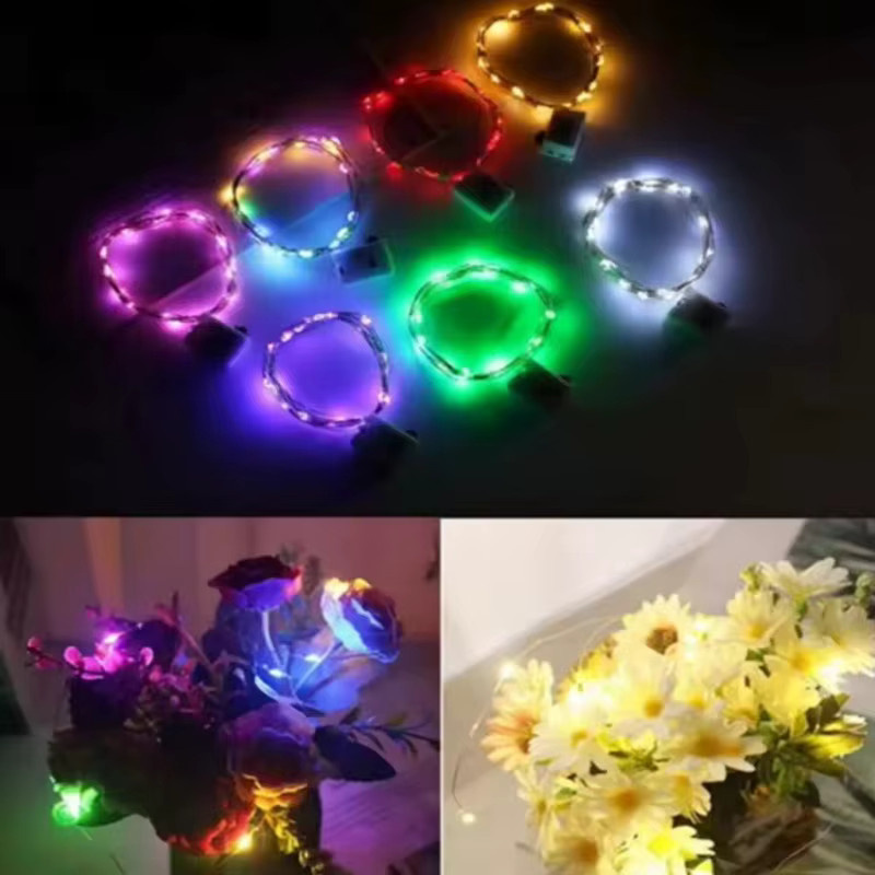 OKAL RED EAST Mini-Märchen-Lichterkette aus silbernem Kupferdraht mit 3 Modi, batteriebetrieben, ideal für Hochzeiten, Partys und Valentinstag-Dekorationen - Bild 3