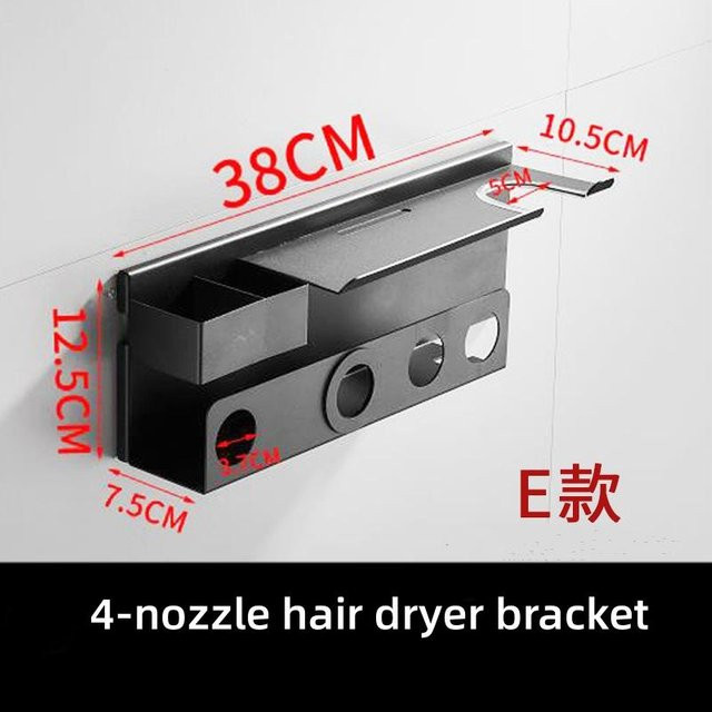 Wandmontierter Dyson Haartrockner- und Lockenstabhalter aus Edelstahl in Schwarz, Badezimmer-Organizer zur Wandmontage ohne Bohren, B/T/H: 38,0 x 12,5 x 0 cm - Bild 1