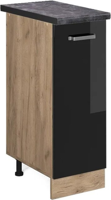 Vicco Apothekerschrank R-Line Schwarz Hochglanz und Goldkraft Eiche in Anthrazit - Bild 1