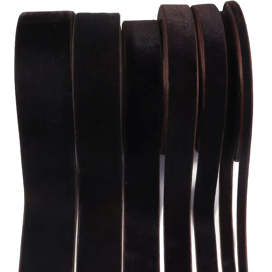 Tiefbraunes Samtband mit Beflockung für DIY-Dekorationen, Hochzeiten und Geschenkeinpackungen - Bild 3