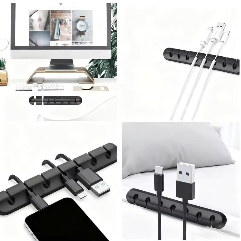 Original Silikon USB-C Kabelaufwicklung Organizer in Schwarz für Desktop-Kabelmanagement und Halter für Maus, Tastatur sowie Kopfhörerkabel - Bild 3