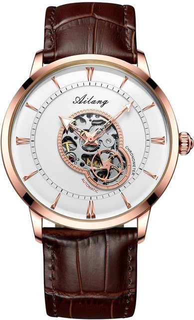 AILANG Armbanduhr Automatik, Aluminium, Weiß, Leder, 40 mm, Herren - Bild 1