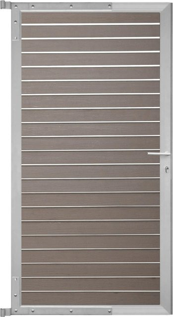 GartenLand Steckzauntor Rhombus Kopenhagen aus WPC und Aluminium in Schokobraun und Silber, Breite: 90 cm, Höhe: 175 cm - Bild 1