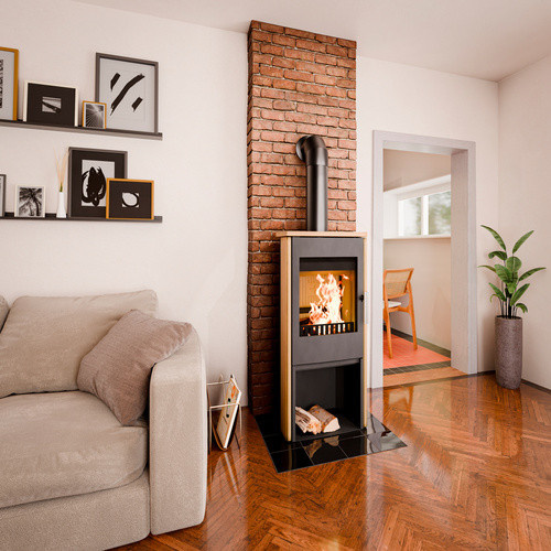 Haas & Sohn Kaminofen Vitorre aus Naturstein in Schwarz und Beige mit 6 kW Leistung - Bild 4