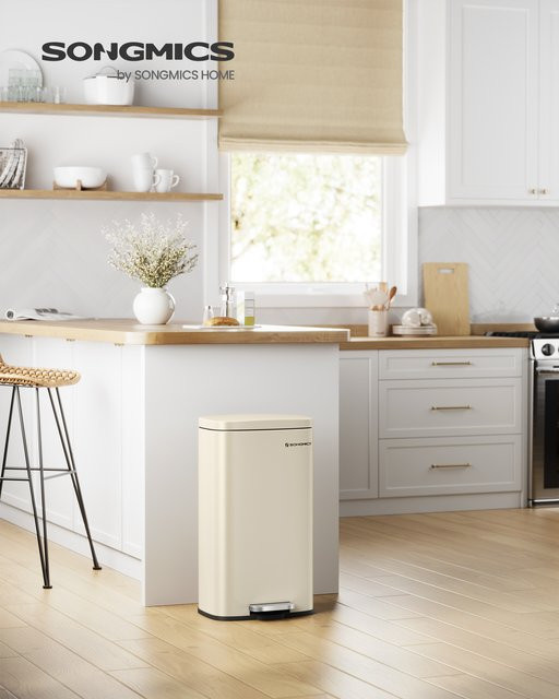 SONGMICS Küchenmülleimer mit Softclose-Deckel und Inneneimer, 30 Liter, Beige - Bild 1