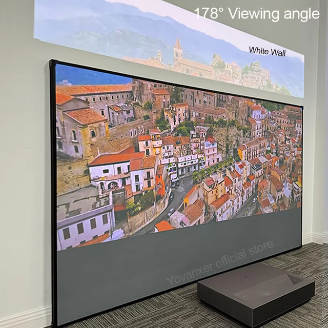 Yovanxer 150 Zoll Max ALR UST Festrahmen-Projektionsleinwand mit T-Prism Technologie in Grau für Ultra-Kurzdistanz-Projektoren, 8K und 3D kompatibel - Bild 1