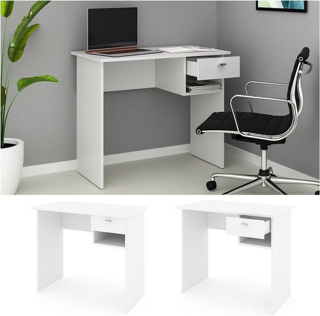 VICCO Schreibtisch COLIN Weiß mit Regal und Schublade für dein Büro - Bild 1
