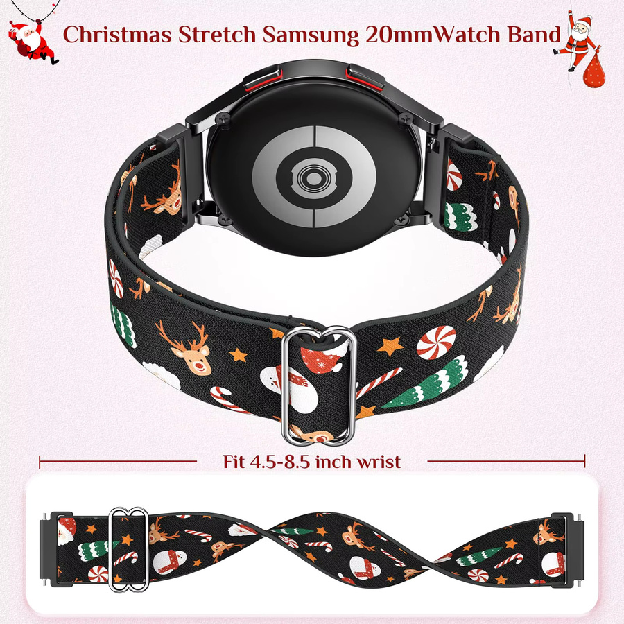 RMUTANE Uhrenarmband Nylon, Weihnachts-Design, Schwarz, Unisex, 20 mm - Bild 2
