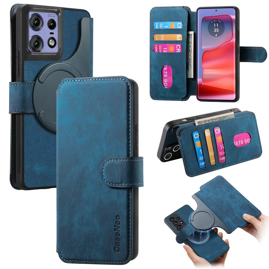 Motorola Edge 50 Fusion 5G Flip Case Signature in Purple mit abnehmbarer Leder-Wallet-Hülle - Bild 4