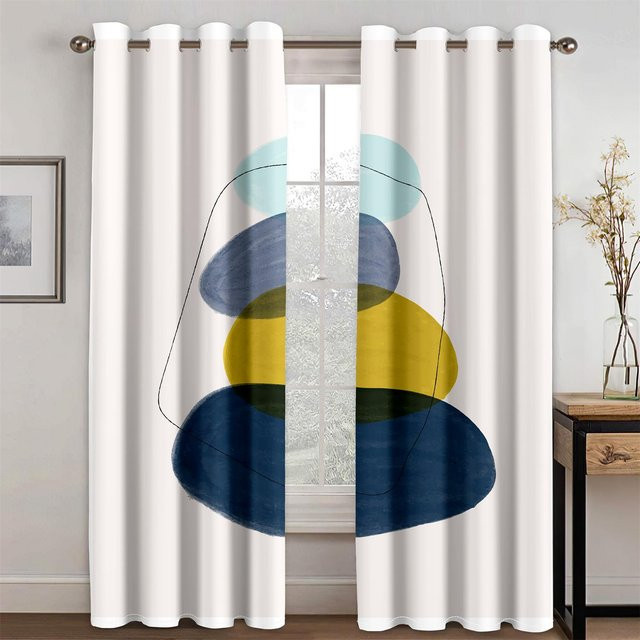 2er-Set Lichtfilternde Vorhänge mit abstraktem geometrischem Bohème-Graffiti-Design in Multicolour, Breite: 50 cm, Höhe: 130 cm - Bild 1