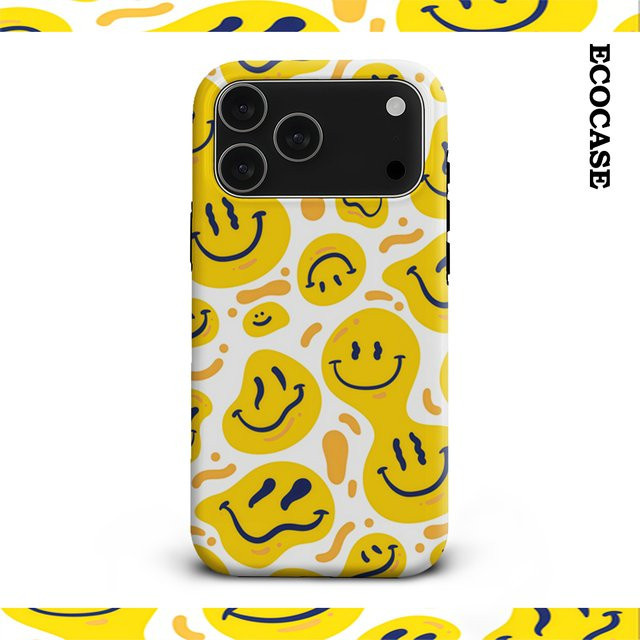Gelbe Smiley-Gesichter Handyhülle für Apple iPhone 17 16 15 14 13 12 11 Pro Max Plus mit doppelschichtiger Rückseite - Bild 1