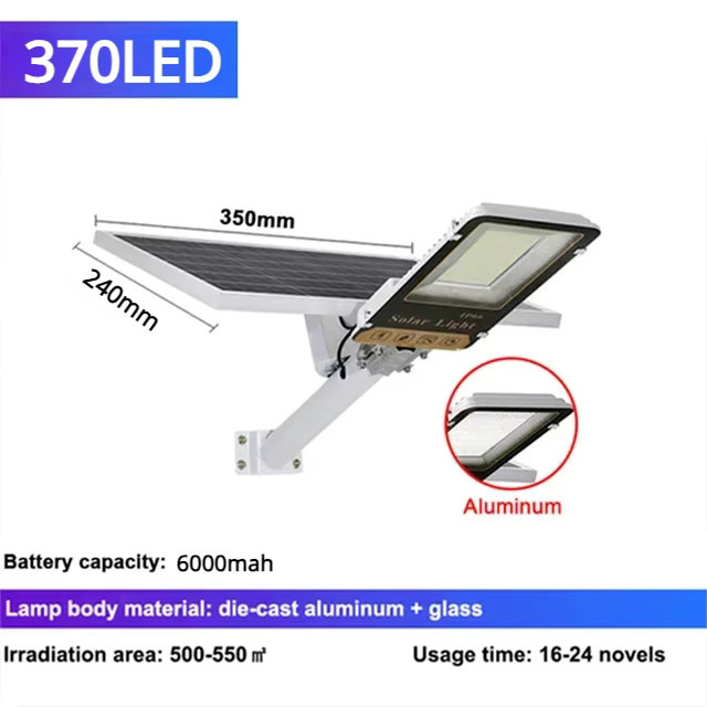 YQCHEZI 200 W Solar-Straßenlaterne aus Aluminium in Silber mit Fernbedienung und LED-Licht für den Garten und Außenbereich - Bild 6