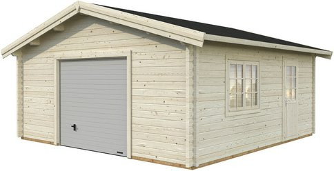 PALMAKO Blockbohlen-Garage aus Holz mit Sektionaltor in Beige, Breite: 540 cm, Tiefe: 540 cm - Bild 1