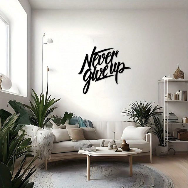 Wanddekorationsschild aus Metall CIFBUY Never Give Up in Schwarz - Bild 1
