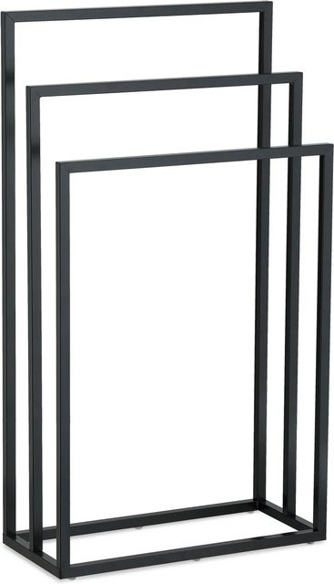 Relaxdays Handtuchständer aus Stahl in Schwarz Matt, freistehend, H: 82,5 cm, B: 46 cm, T: 21 cm - Bild 1