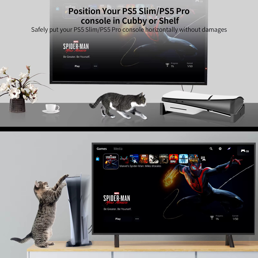 TECTINTER 2er Set Horizontale Kühlbasis und Ständer für PS5 Slim und PS5 Pro, Schwarz - Bild 4