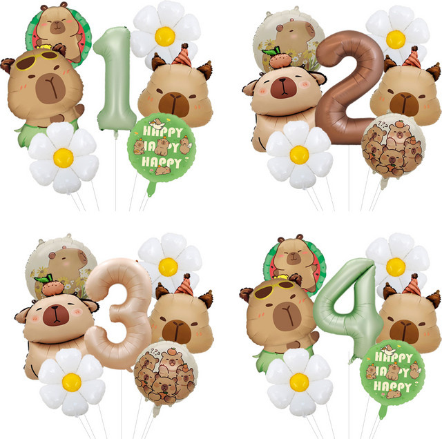 Potdemiel Ballon-Komplettset mit handgezeichnetem Capybara-Linienkunst-Muster in Mehrfarbig für deine Geburtstagsparty - Bild 1