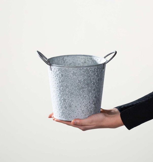 BLUME2000 Blumentopf Stern aus Zink in Silber und Grau, Durchmesser: 17,4 cm - Bild 1