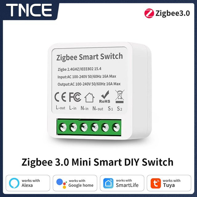 TNCE Tuya Zigbee 3.0 Smart Switch Modul 16A in Weiß für 2-Wege-Steuerung und Sprachsteuerung mit Alexa und Google Home - Bild 1