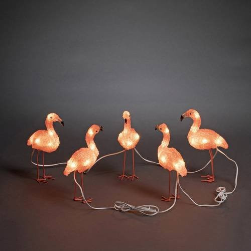 Konstsmide LED-Dekoleuchten Acryl-Flamingos 5er-Set in Bernstein und Pink - Bild 1