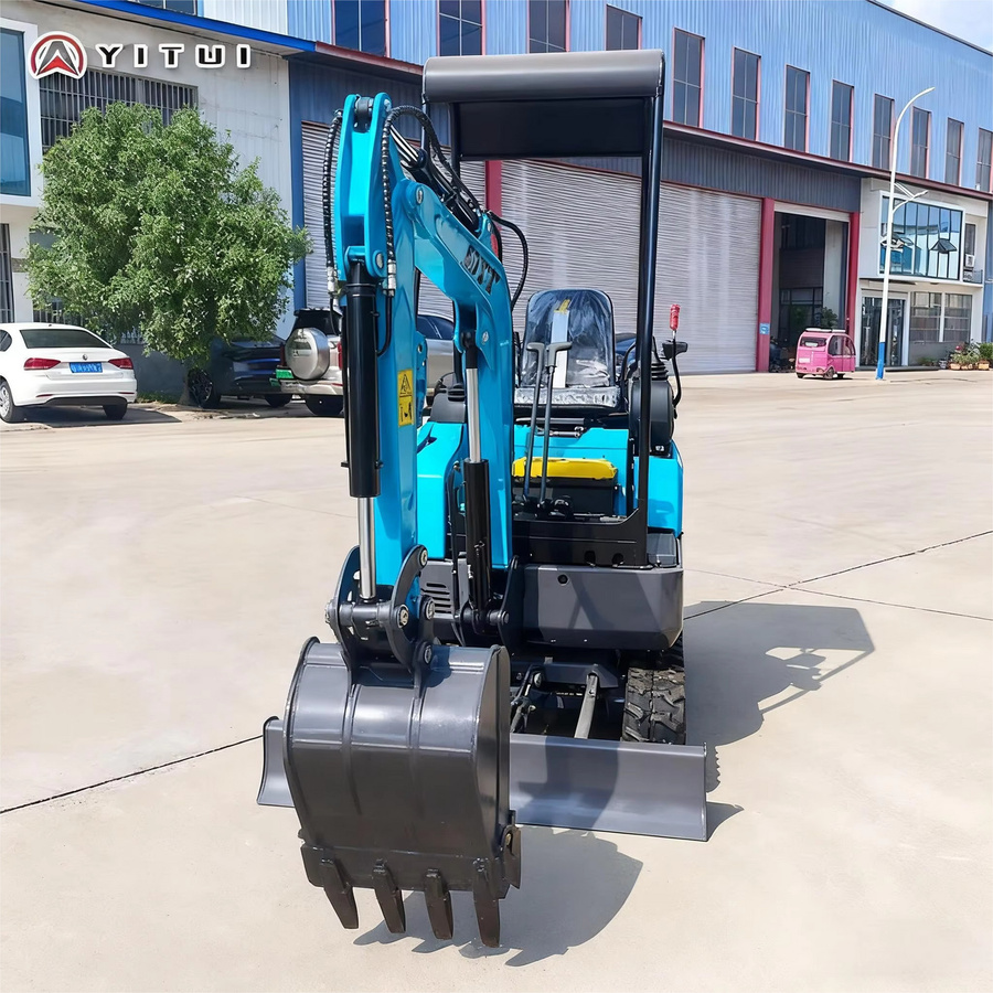 YITUI Mini-Bagger Raupenbagger mit Hydraulikantrieb und Kabine in Blau - Bild 2