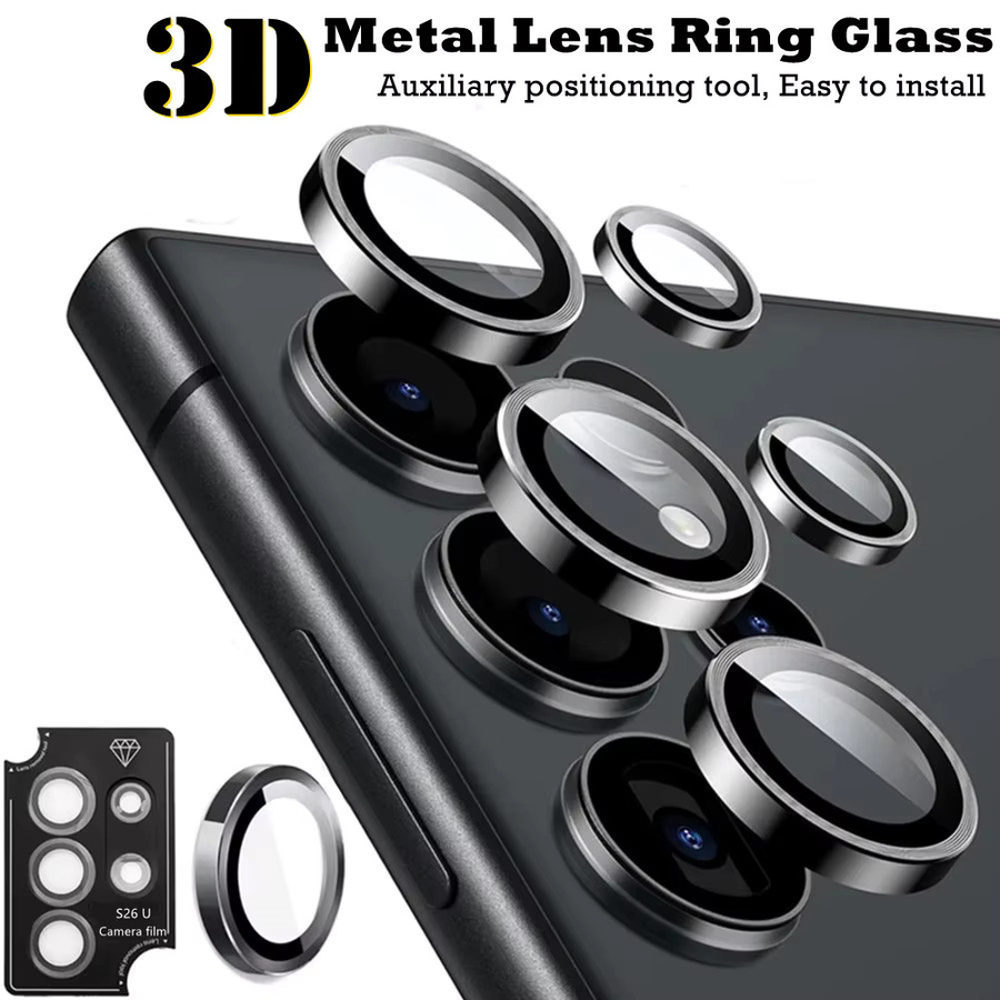 LYYDFUMAN Metallic Luster Kamera-Schutz für Samsung Galaxy S26 Plus Pro und S26 Ultra inklusive Positionierungswerkzeug in Schwarz und Silber - Bild 2