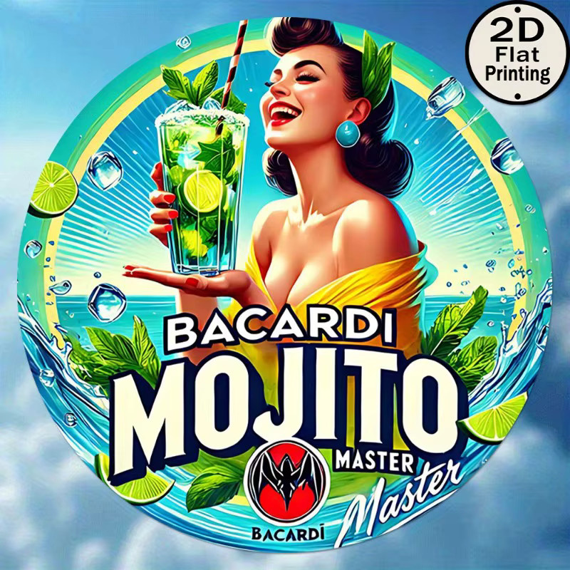 Rundes Vintage Wandblechschild aus Metall Bacardi Mojito Master dekorative Metallkunst - Bild 3