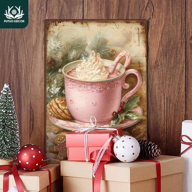 Putuo Decor Vintage Metallblechschild Gingerbread Man Wandkunst für Weihnachten, Höhe: 30,0 cm, Breite: 20,0 cm - Bild 1