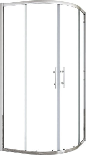 AICA Runddusche Viertelkreis Duschkabine mit Gleitür aus ESG-Glas in Transparent/Silber, B/T/H: 90 x 90 x 185 cm - Bild 1