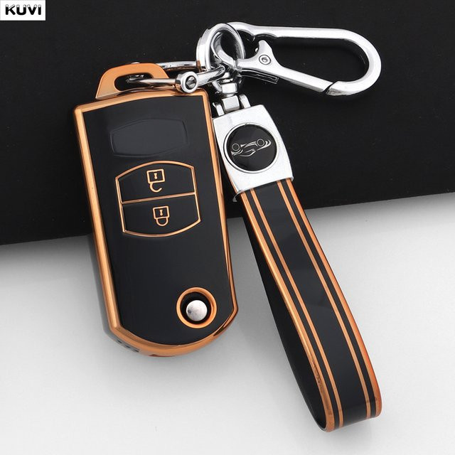 Kuvi TPU Schlüsselhülle für Mazda Demio, Mazda 2, 3, 5, 6, CX-5, CX-7, CX-9, RX-8, MX-5, MPV in Schwarz - Bild 1